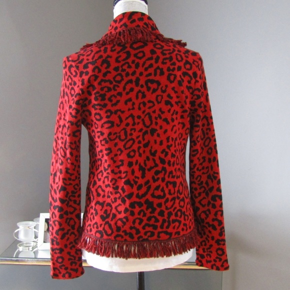 Chico's Animal Leopard Print Fringe Cardigan - Picture 3 of 5